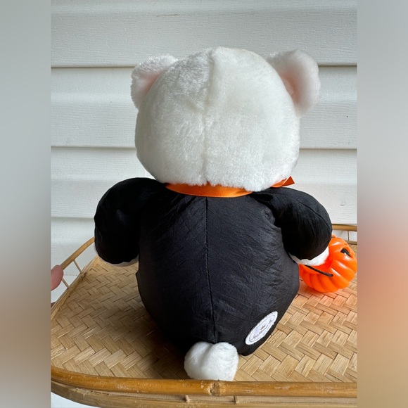 Halloween HALLMARK Trick or Treat Skeleton Plush Teddy Bear w Pumpkin - Picture 2 of 4